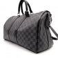 LOUIS VUITTON Boston Bag, PVC and Leather, Gray, Men's, Travel, Damier Graphite