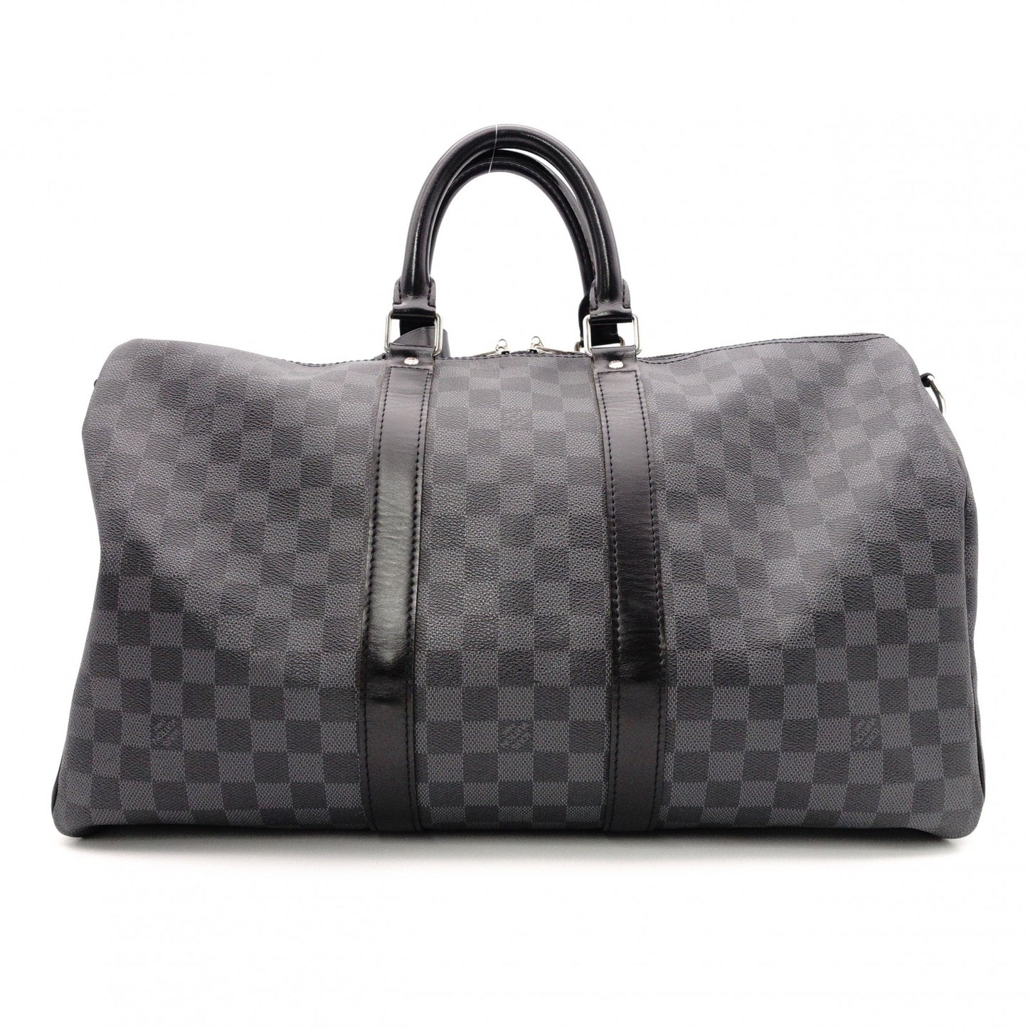 LOUIS VUITTON Boston Bag, PVC and Leather, Gray, Men's, Travel, Damier Graphite