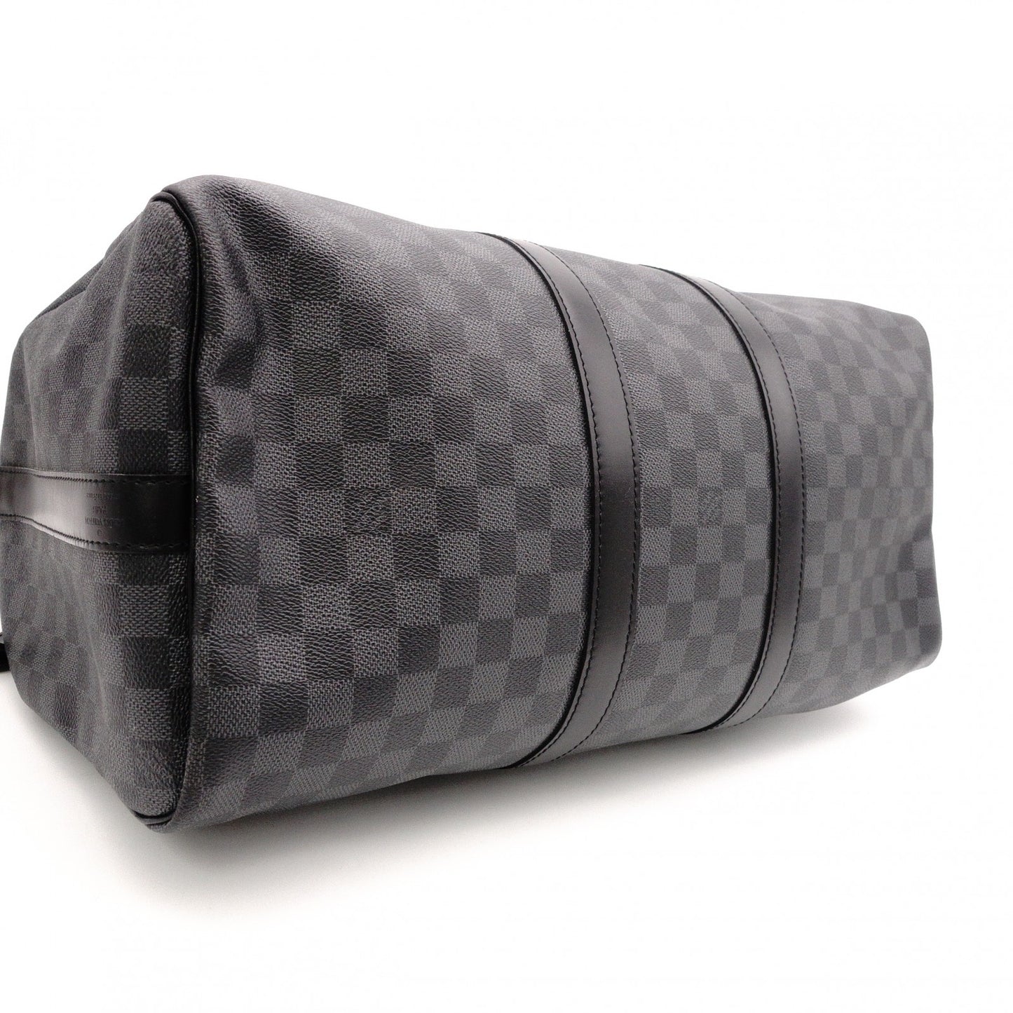 LOUIS VUITTON Boston Bag, PVC and Leather, Gray, Men's, Travel, Damier Graphite
