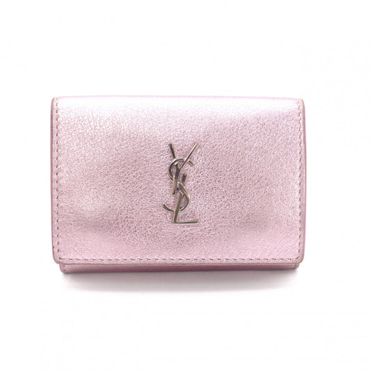 YVES SAINT LAURENT Cassandra Coin Purse, Leather, Metallic Pink