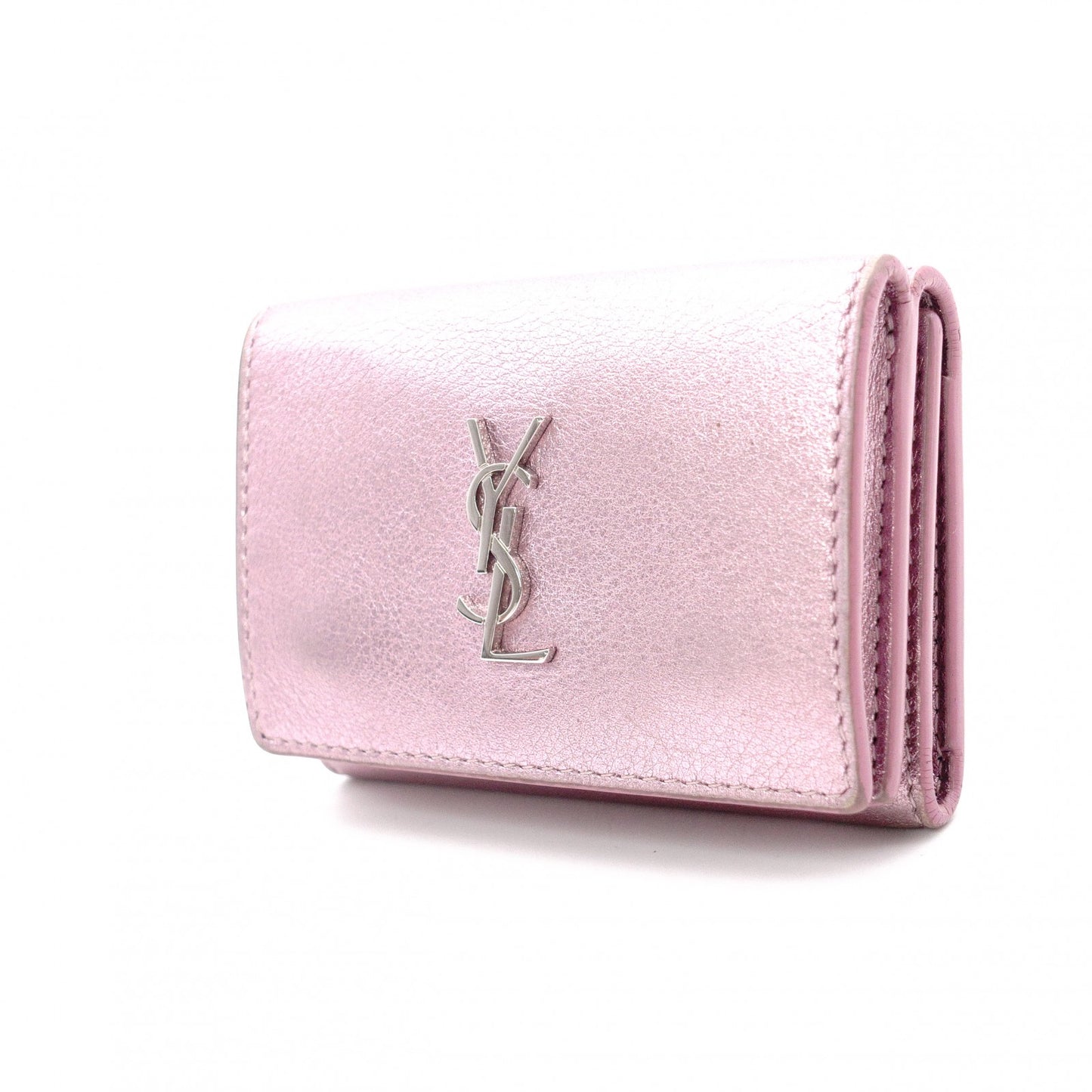 YVES SAINT LAURENT Cassandra Coin Purse, Leather, Metallic Pink