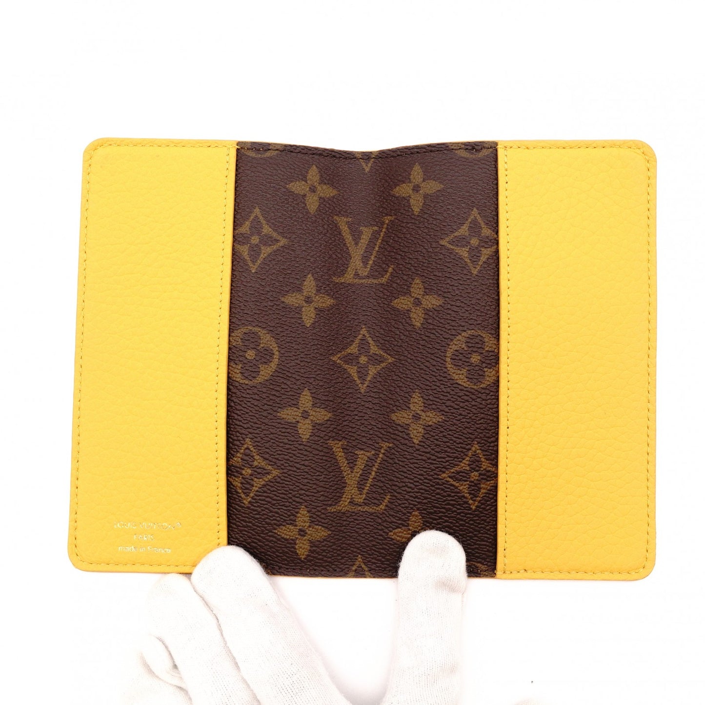 LOUIS VUITTON Passport Case Leather Yellow