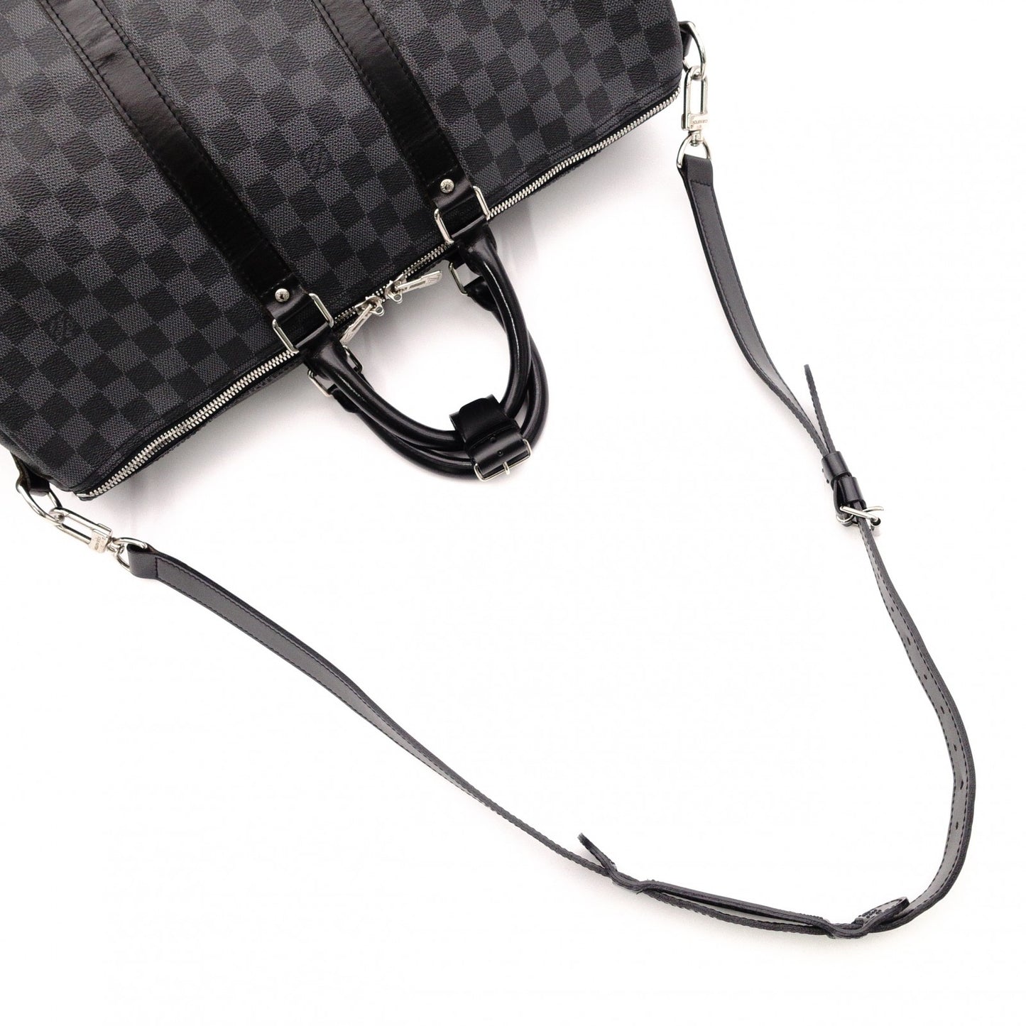 LOUIS VUITTON Boston Bag, PVC and Leather, Gray, Men's, Travel, Damier Graphite