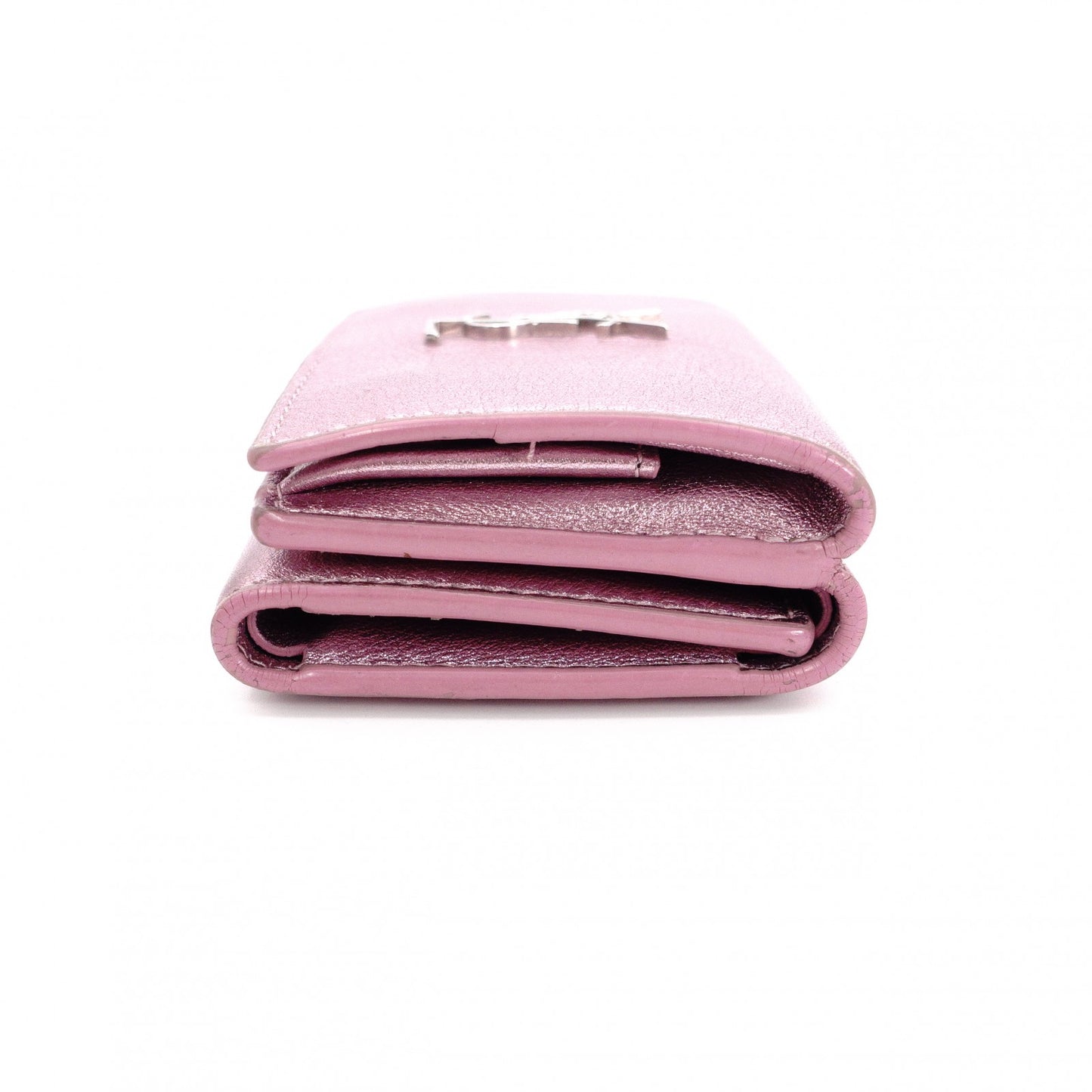 YVES SAINT LAURENT Cassandra Coin Purse, Leather, Metallic Pink