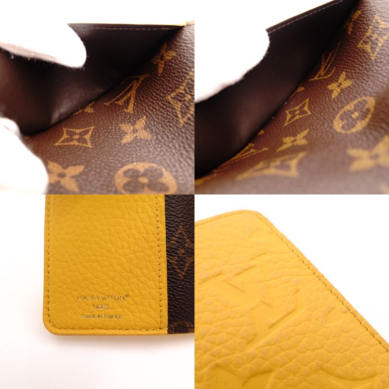 LOUIS VUITTON Passport Case Leather Yellow