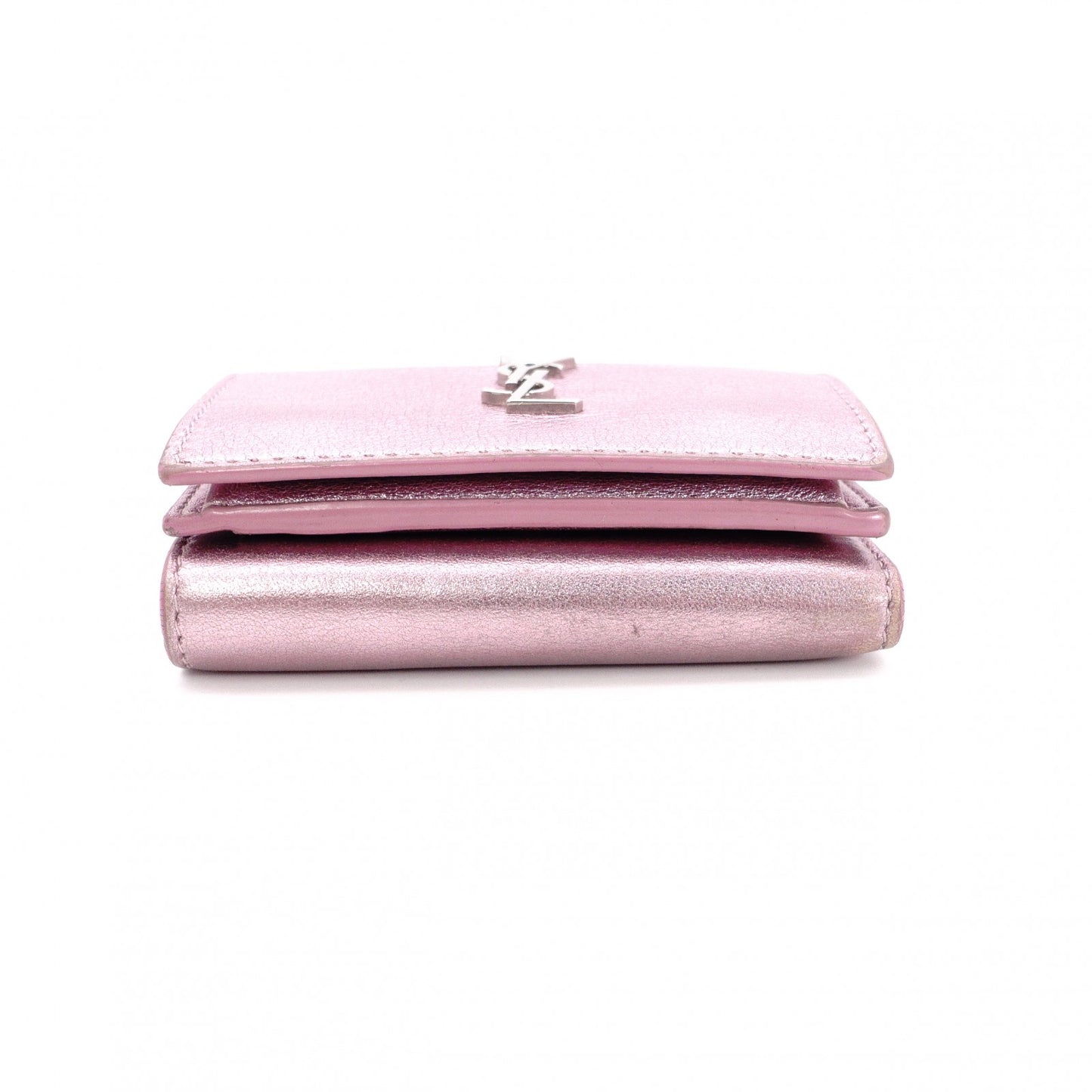 YVES SAINT LAURENT Cassandra Coin Purse, Leather, Metallic Pink