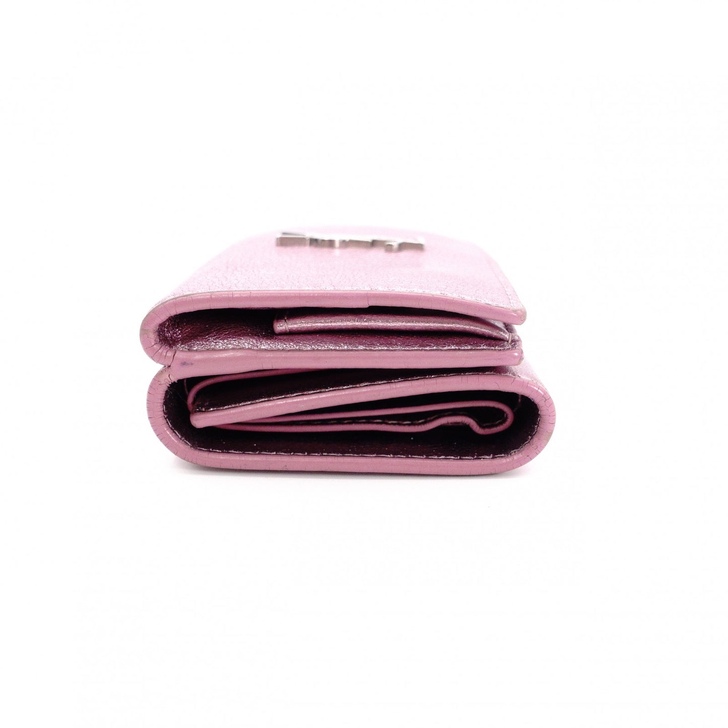 YVES SAINT LAURENT Cassandra Coin Purse, Leather, Metallic Pink
