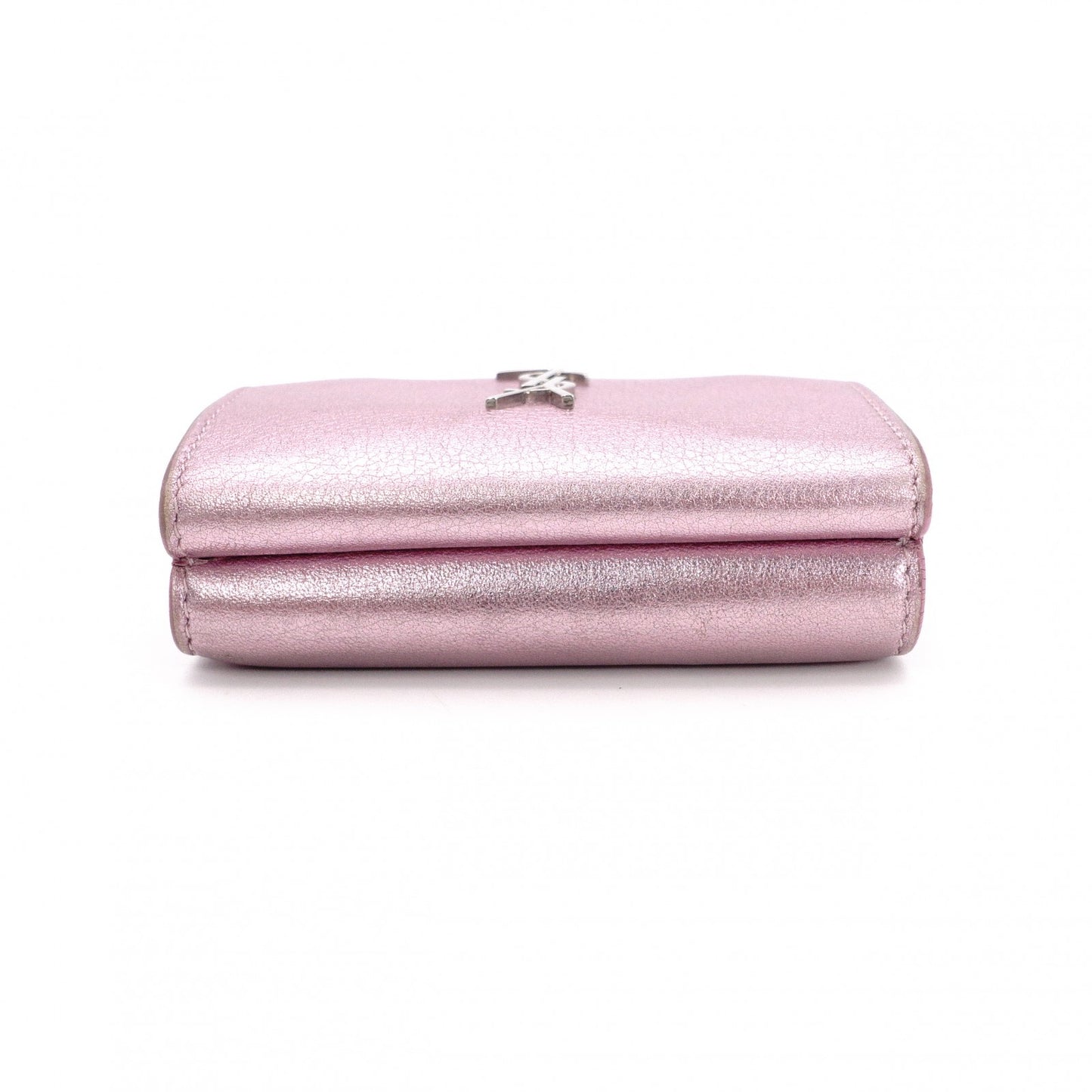YVES SAINT LAURENT Cassandra Coin Purse, Leather, Metallic Pink