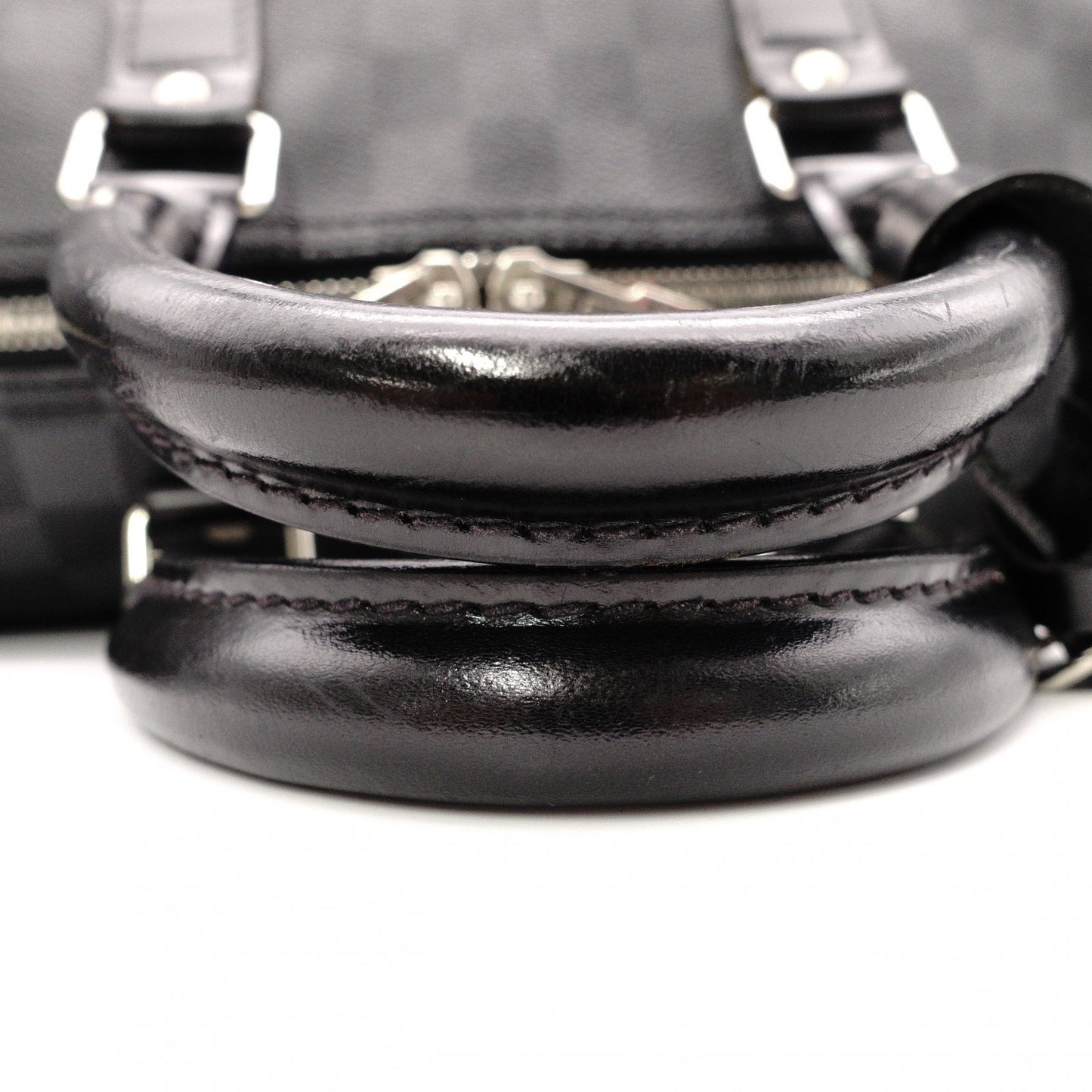 LOUIS VUITTON Boston Bag, PVC and Leather, Gray, Men's, Travel, Damier Graphite