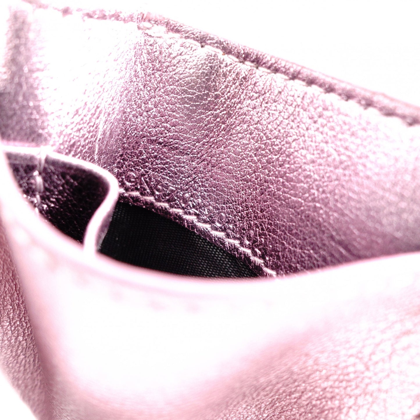 YVES SAINT LAURENT Cassandra Coin Purse, Leather, Metallic Pink