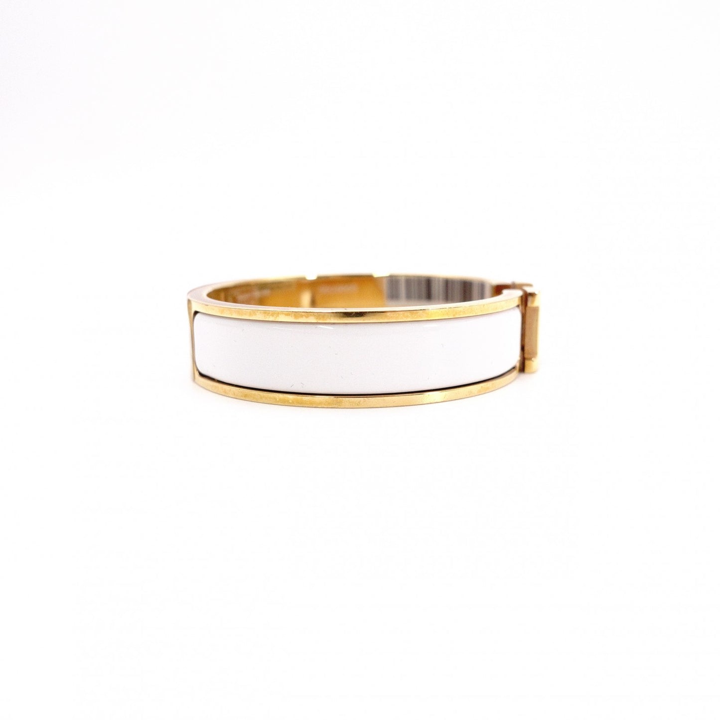 HERMES Click-Clack Bangle, Metal, Gold, White