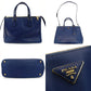 PRADA Galleria Handbag Tote Blue Triangle Logo Blue Leather 2-Way Shoulder Gold Hardware 7-8-168