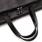LOEWE Anagram Handbag, Leather, Black, Men's Business Bag, for Work, A4 Size, Silver Hardware