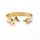 HERMES Click-Clack Bangle, Metal, Gold, White