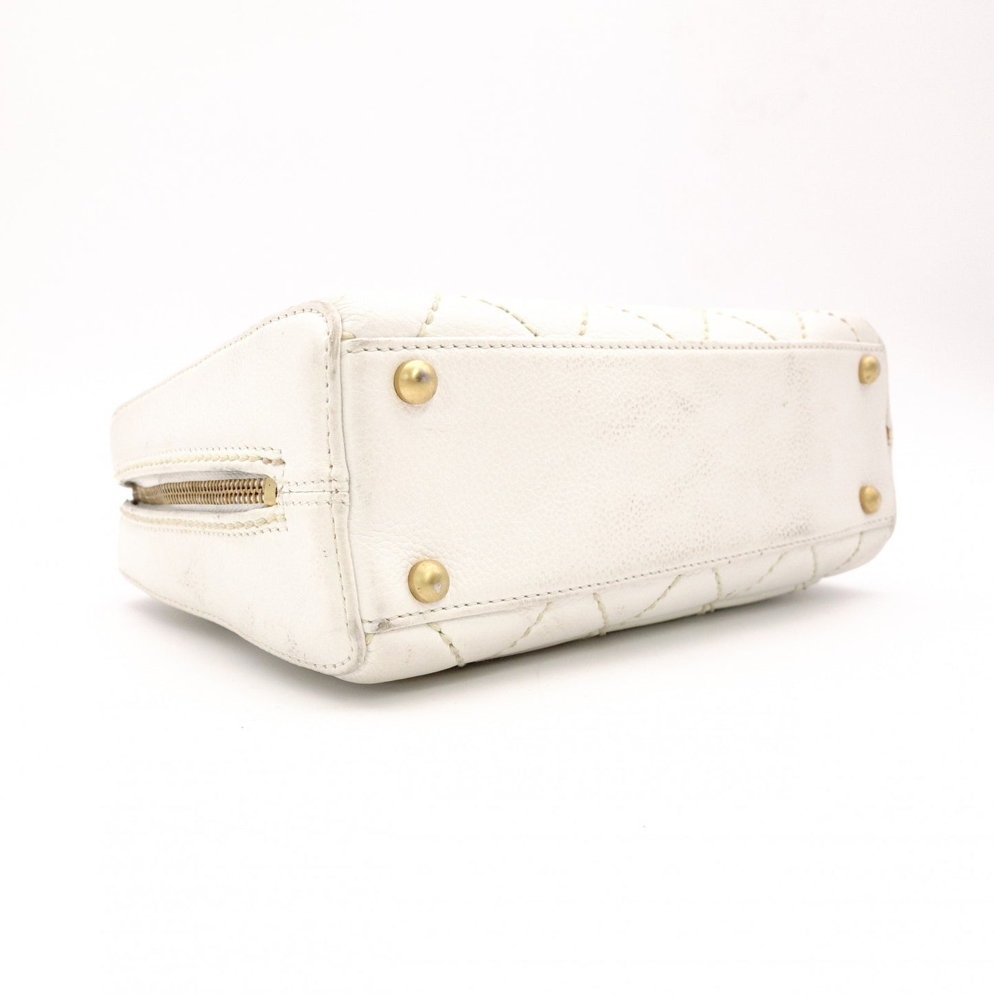 CHANEL Wild Stitch Handbag Leather White