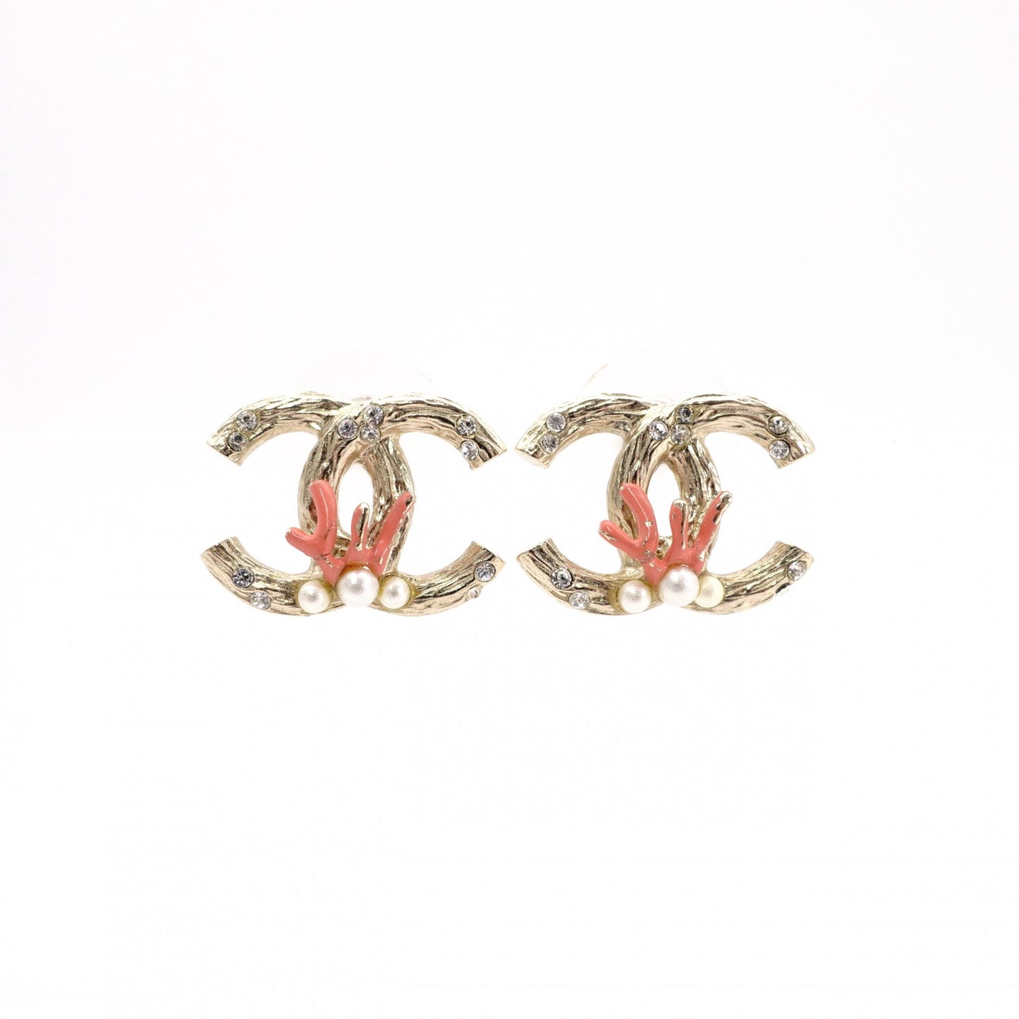 CHANEL Earrings, Metal, Faux Pearls, Gold, CC Logo