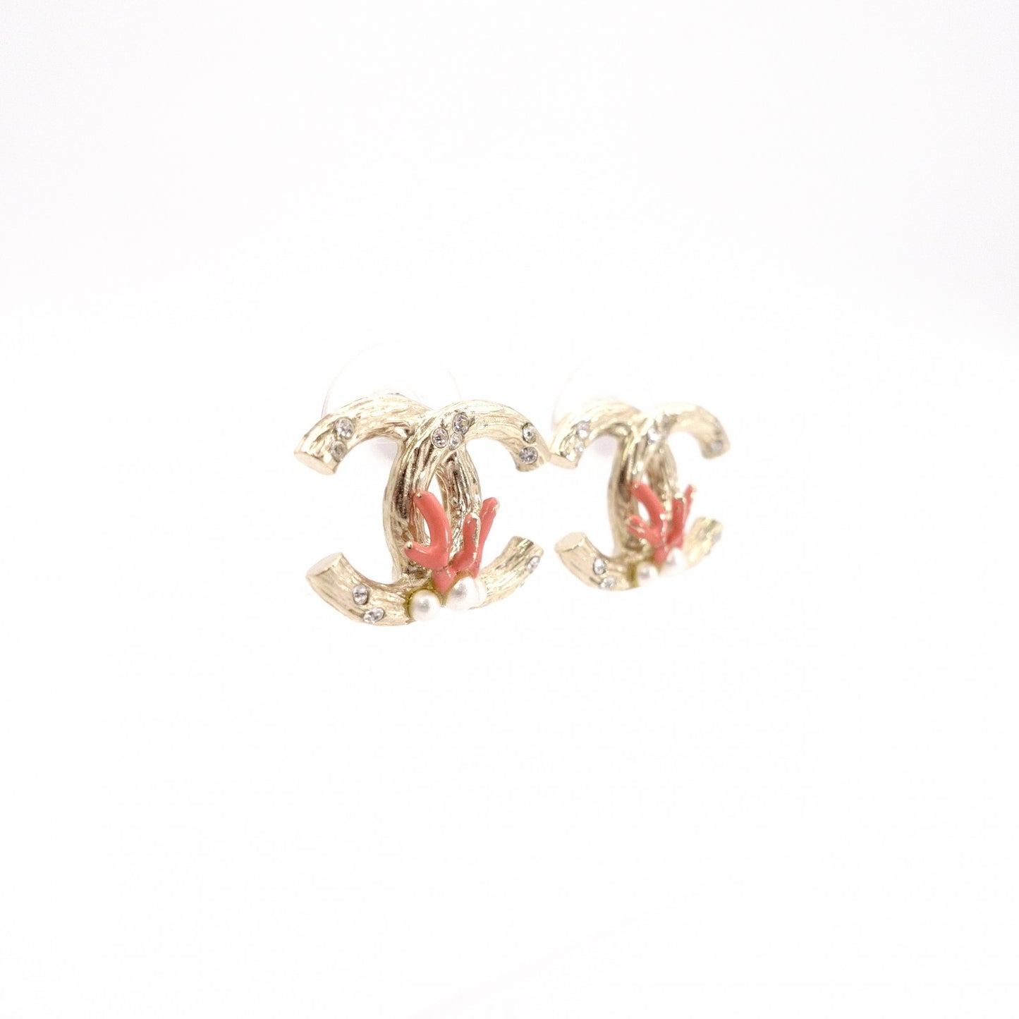 CHANEL Earrings, Metal, Faux Pearls, Gold, CC Logo