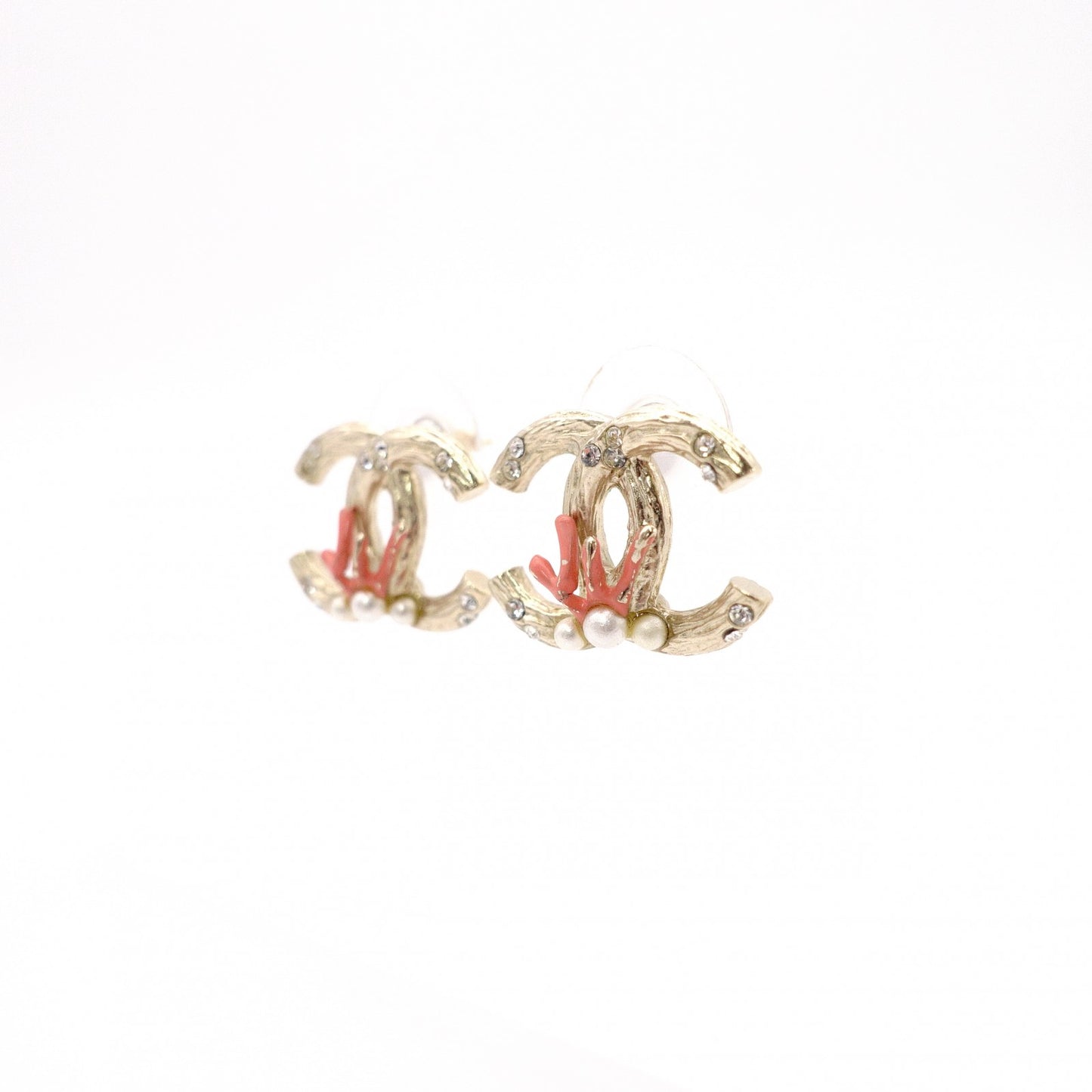 CHANEL Earrings, Metal, Faux Pearls, Gold, CC Logo