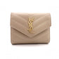 SAINT LAURENT Cassandra Tri-Fold Wallet, Leather, Beige, Gold Hardware
