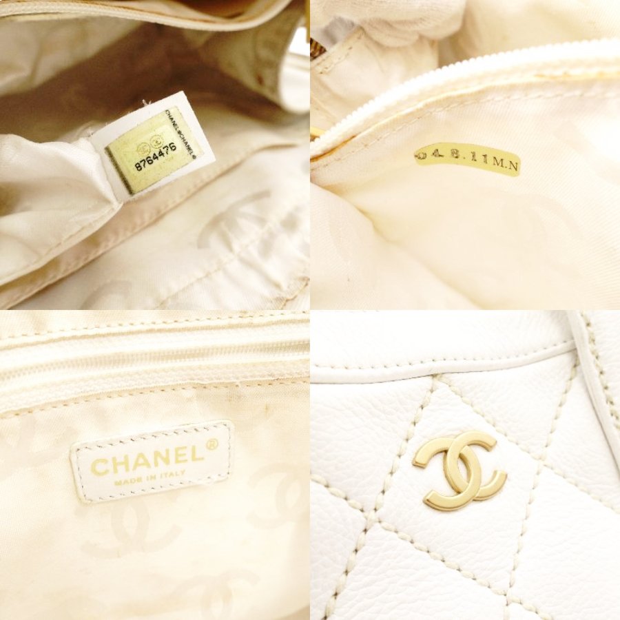 CHANEL Wild Stitch Handbag Leather White