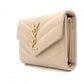 SAINT LAURENT Cassandra Tri-Fold Wallet, Leather, Beige, Gold Hardware