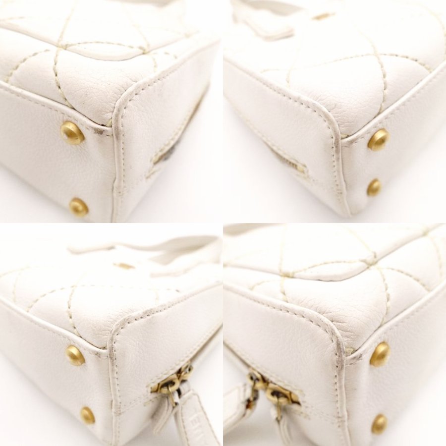 CHANEL Wild Stitch Handbag Leather White
