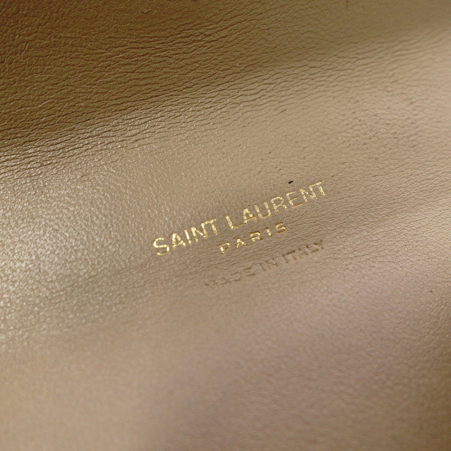 SAINT LAURENT Cassandra Tri-Fold Wallet, Leather, Beige, Gold Hardware