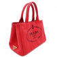PRADA Canapa Handbag Canvas Red 2-Way Red