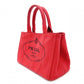 PRADA Canapa Handbag Canvas Red 2-Way Red