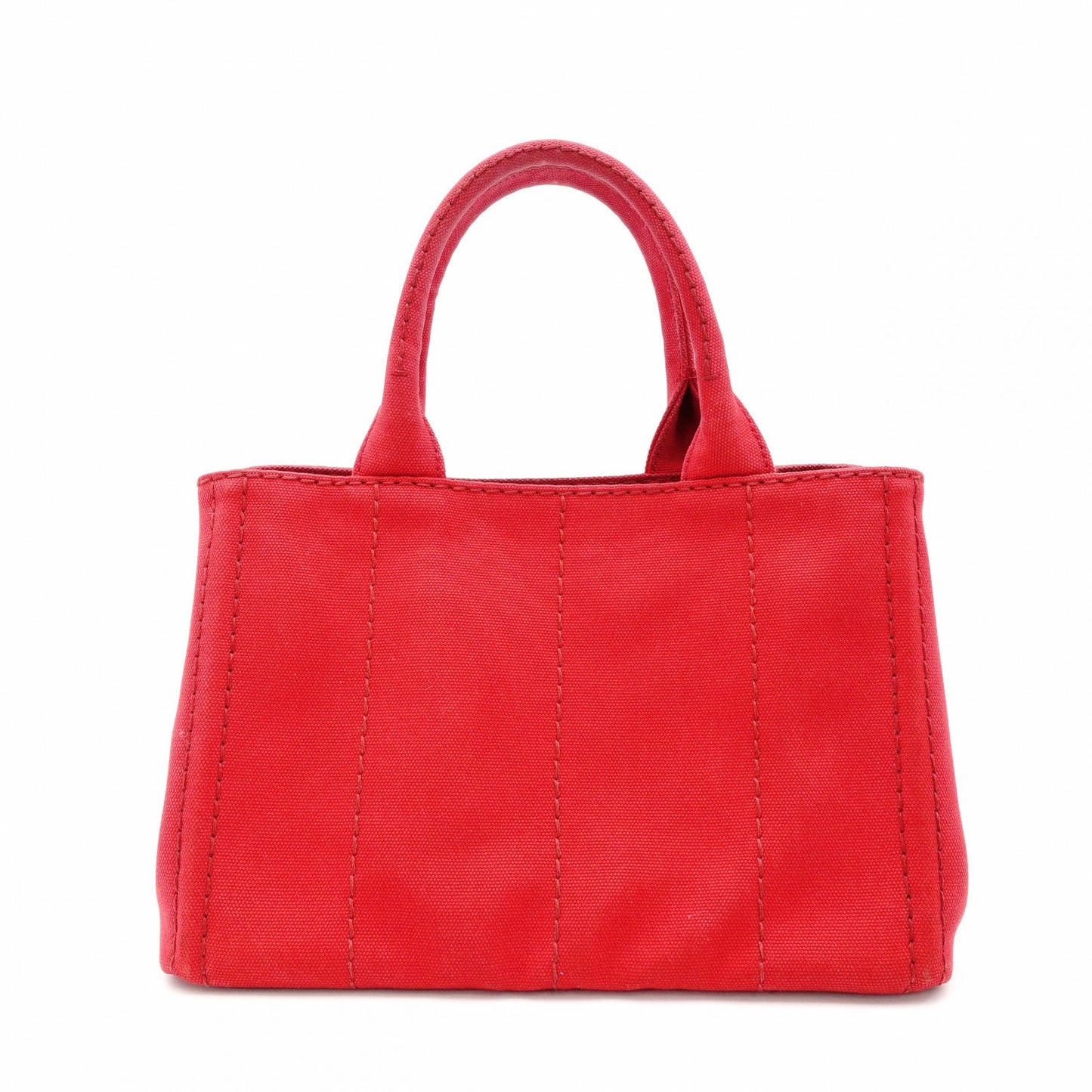 PRADA Canapa Handbag Canvas Red 2-Way Red