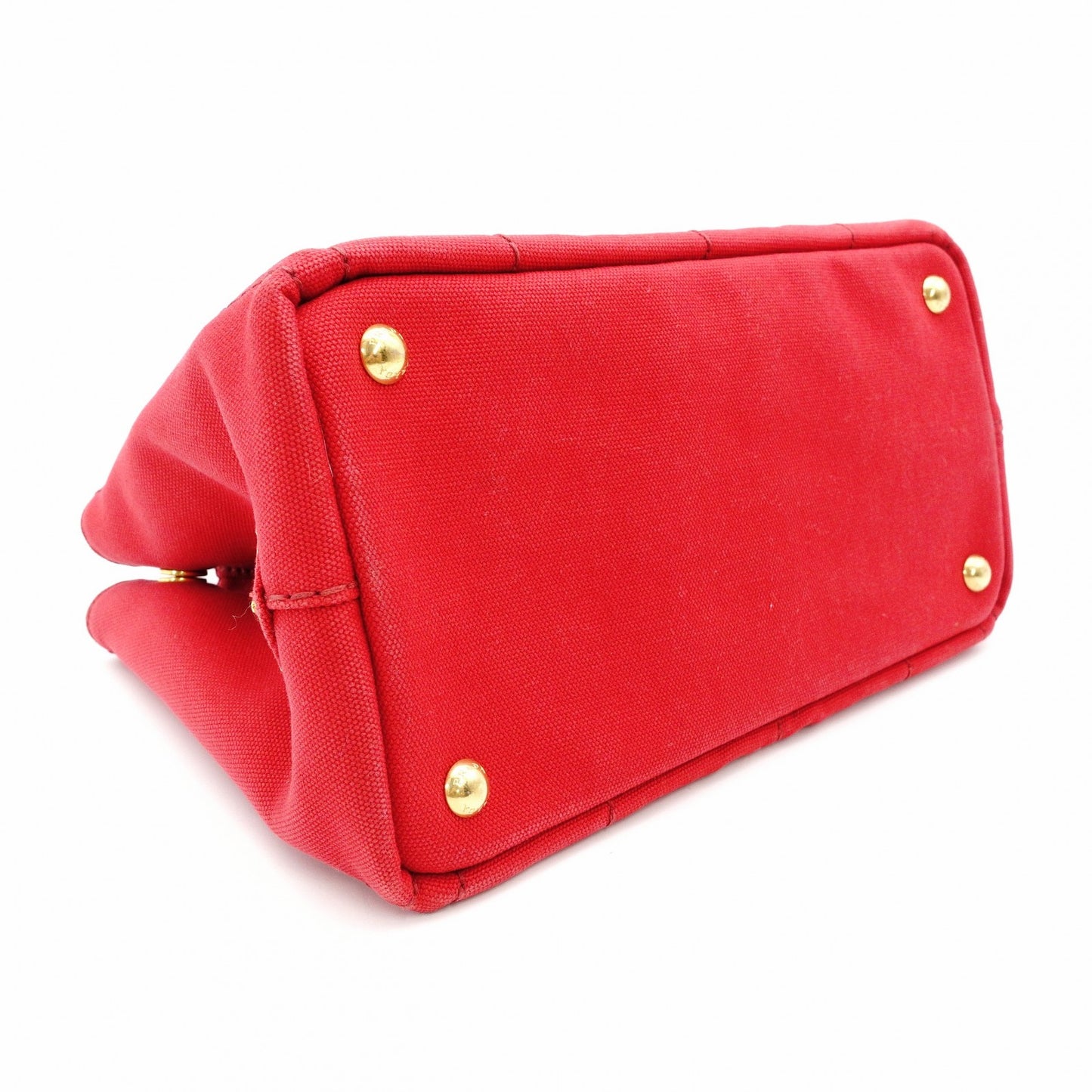 PRADA Canapa Handbag Canvas Red 2-Way Red