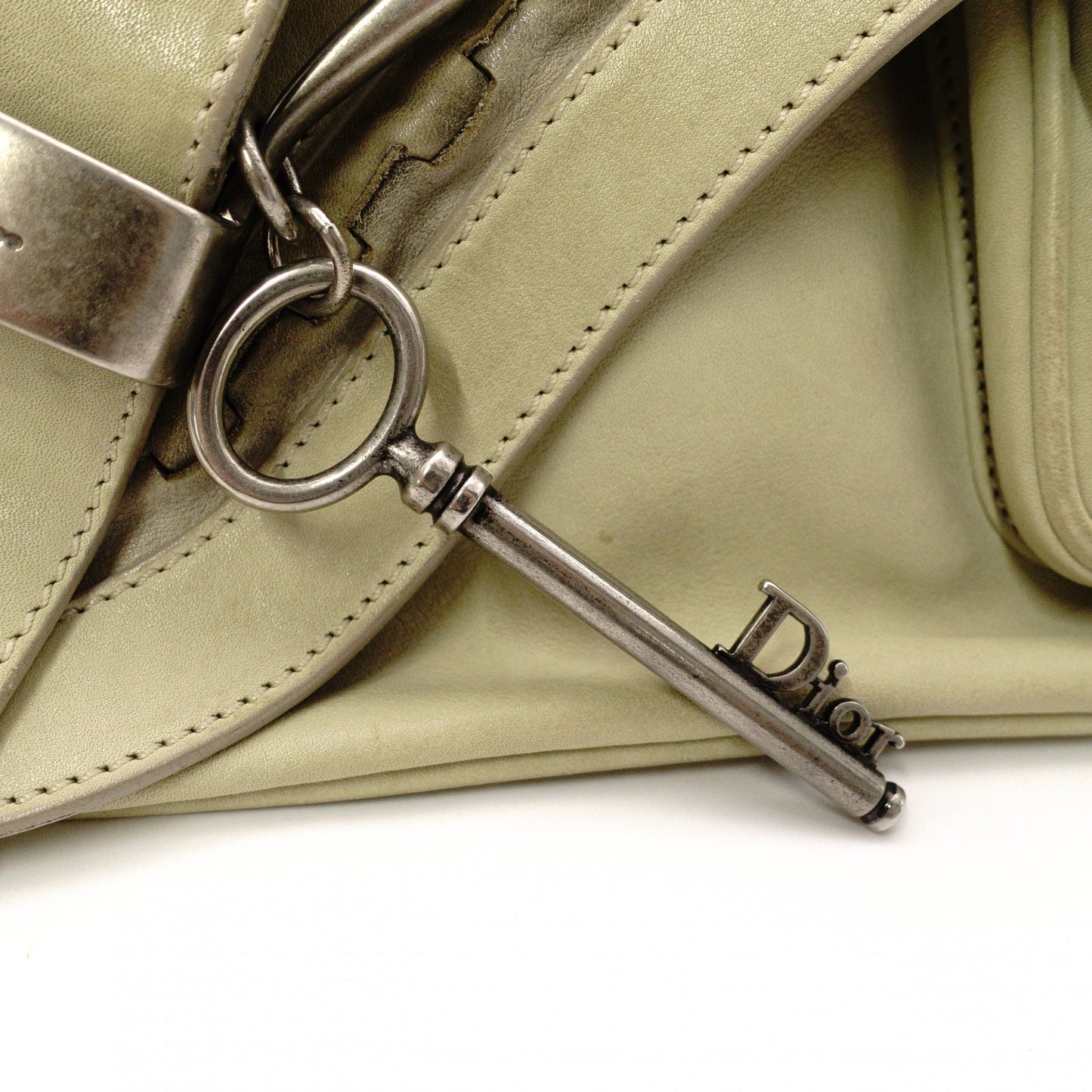 Christian Dior Gaucho Shoulder Bag, Leather, Green, Crossbody