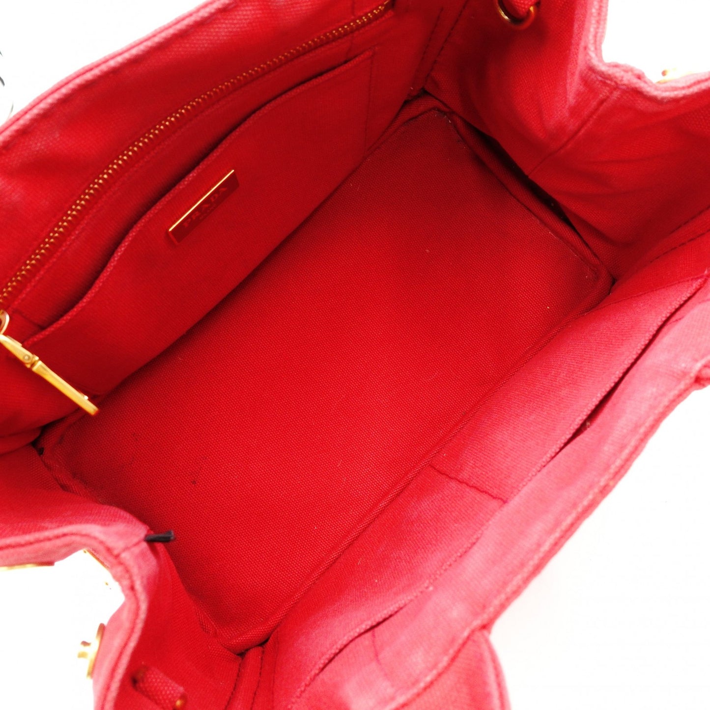 PRADA Canapa Handbag Canvas Red 2-Way Red