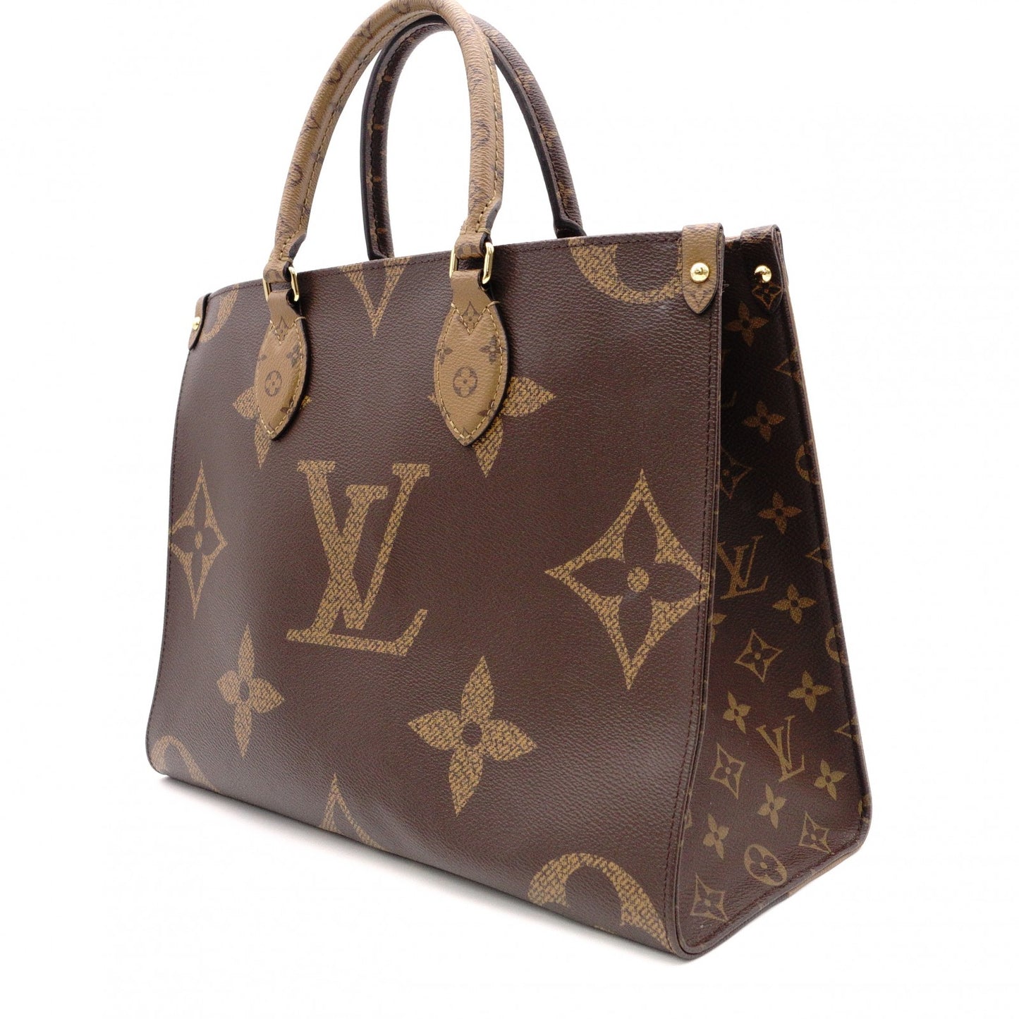 LOUIS VUITTON OTG MM On the Go Monogram Reverse Handbag, PVC and Leather, Brown, 2-Way