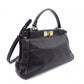 FENDI Peekaboo Handbag, Leather, Black, 2-Way, Gold Hardware, Crossbody
