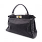 FENDI Peekaboo Handbag, Leather, Black, 2-Way, Gold Hardware, Crossbody