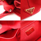 PRADA Canapa Handbag Canvas Red 2-Way Red