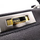 FENDI Peekaboo Handbag, Leather, Black, 2-Way, Gold Hardware, Crossbody