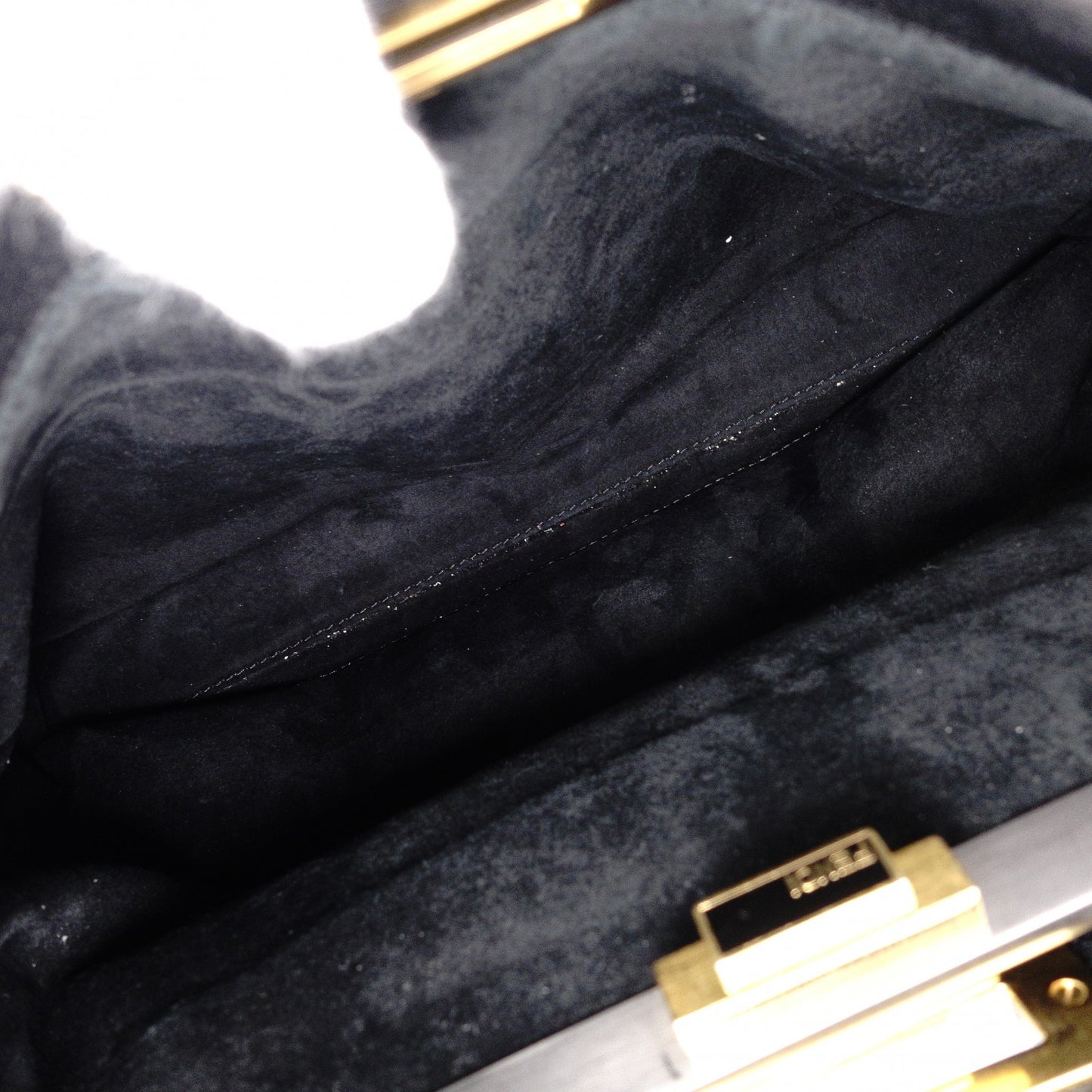 FENDI Peekaboo Handbag, Leather, Black, 2-Way, Gold Hardware, Crossbody