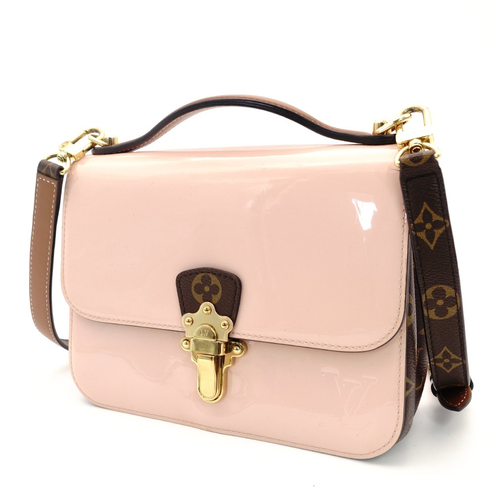 LOUIS VUITTON Vernis Cherrywood BB Handbag Pink × Brown 2-Way Monogram Canvas Crossbody 7-10-166