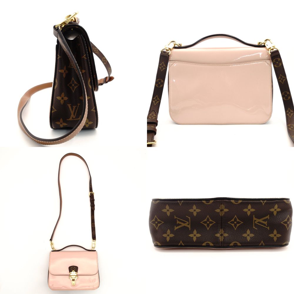 LOUIS VUITTON Vernis Cherrywood BB Handbag Pink × Brown 2-Way Monogram Canvas Crossbody 7-10-166