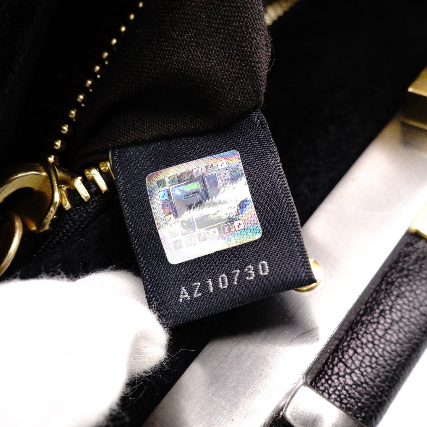 FENDI Peekaboo Handbag, Leather, Black, 2-Way, Gold Hardware, Crossbody