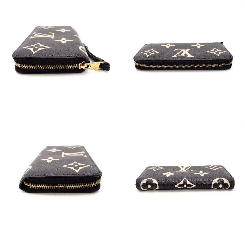 Louis Vuitton Bicolor Monogram Implant Long Wallet Leather Black