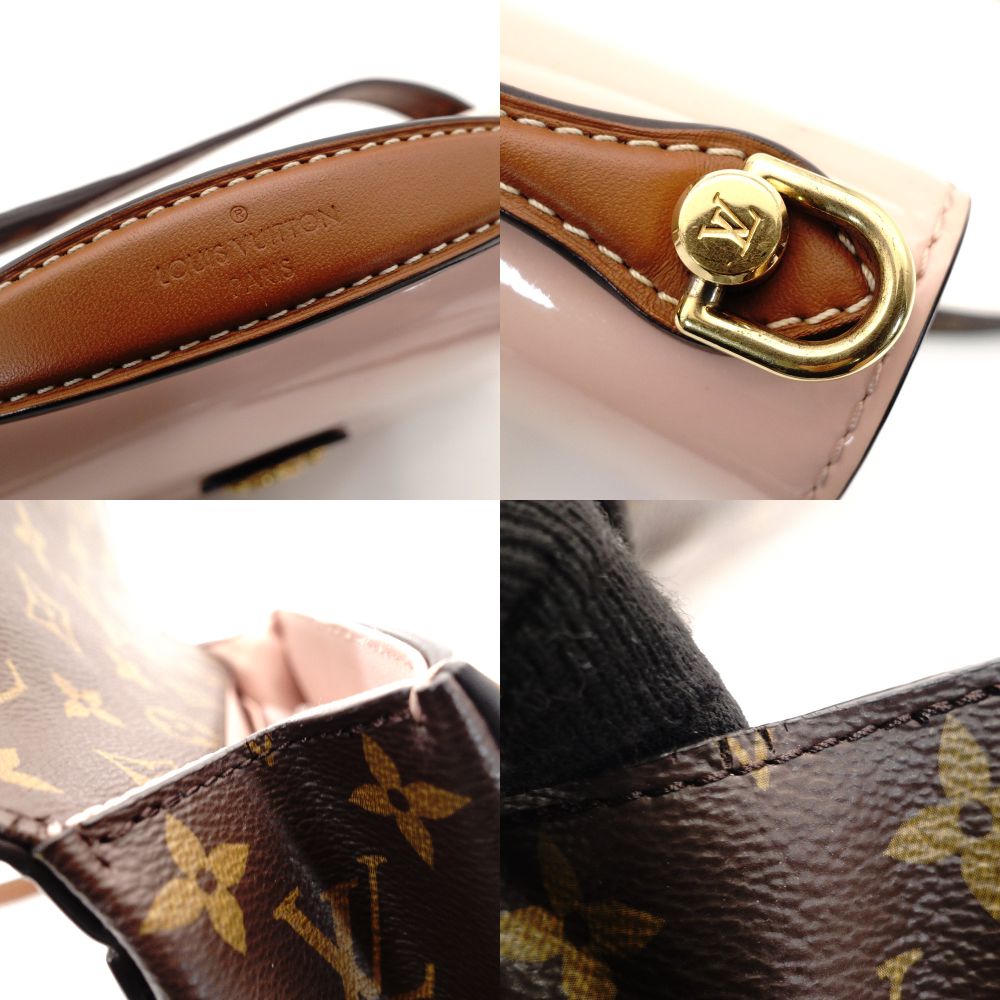 LOUIS VUITTON Vernis Cherrywood BB Handbag Pink × Brown 2-Way Monogram Canvas Crossbody 7-10-166