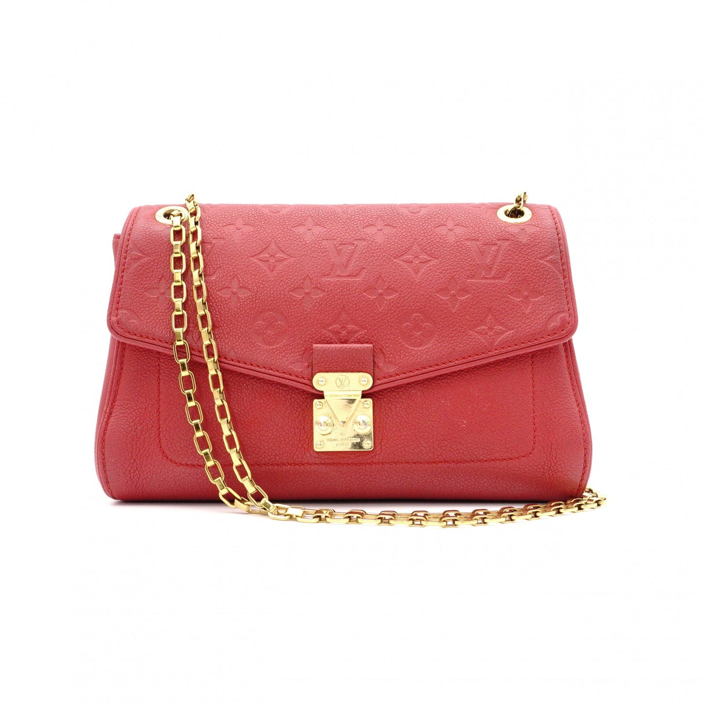 LOUIS VUITTON Saint-Germain Monogram Implant Shoulder Bag, Leather, Red, Crossbody