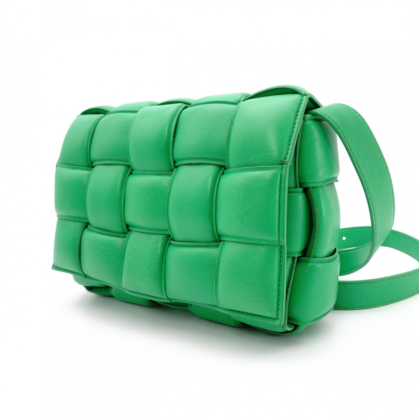 BOTTEGAVENETA Padet Cassette Shoulder Bag, Leather, Green