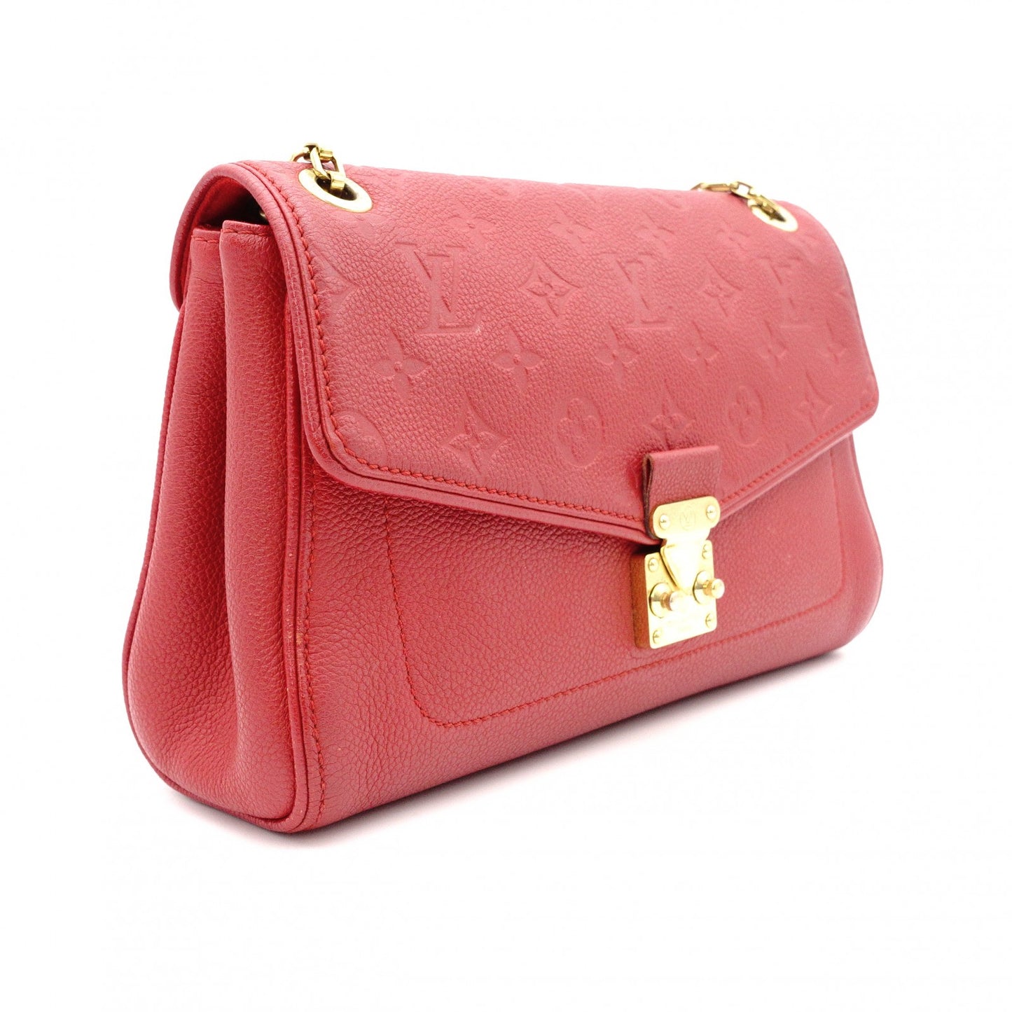 LOUIS VUITTON Saint-Germain Monogram Implant Shoulder Bag, Leather, Red, Crossbody