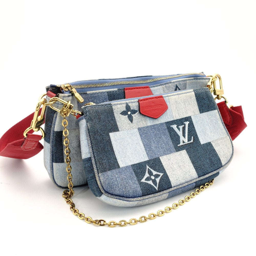 LOUIS VUITTON Multi Pochette Accessoires Monogram Denim Canvas Blue × Red M44990