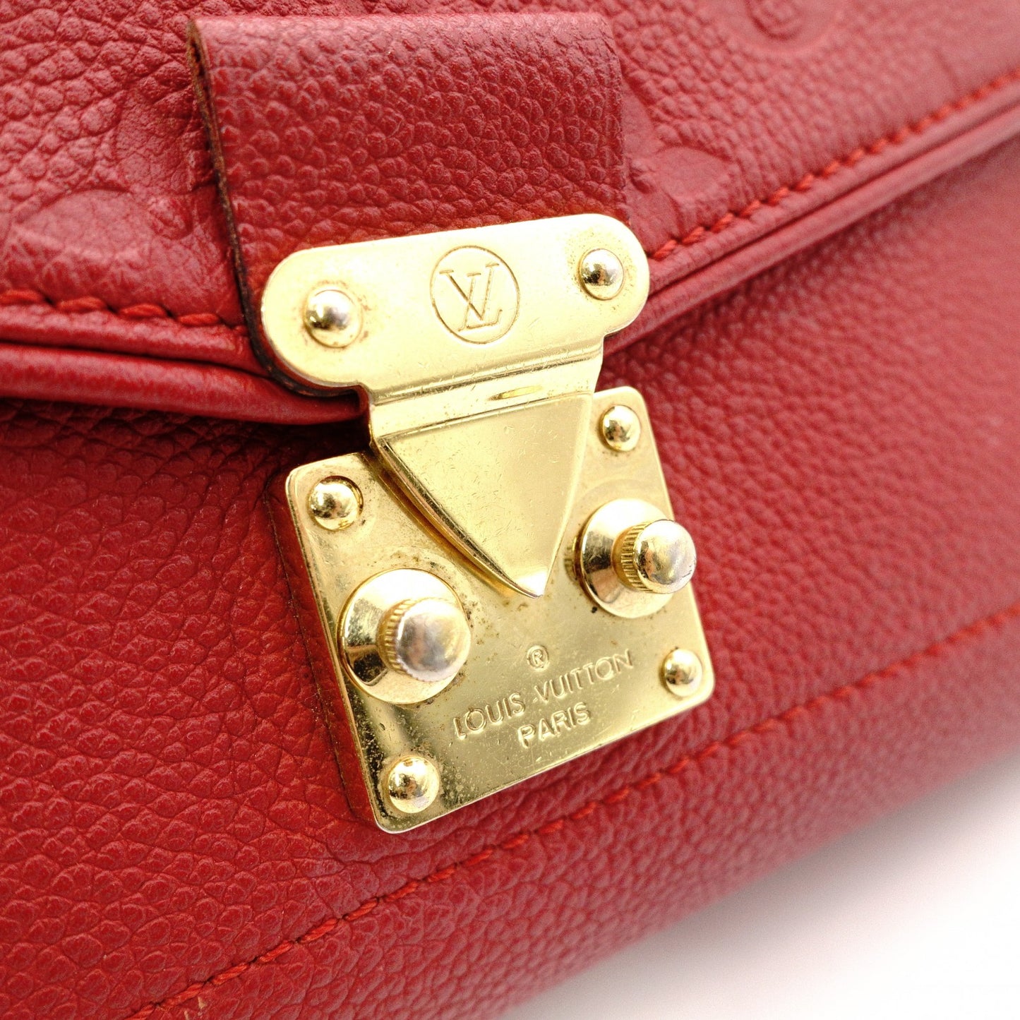 LOUIS VUITTON Saint-Germain Monogram Implant Shoulder Bag, Leather, Red, Crossbody