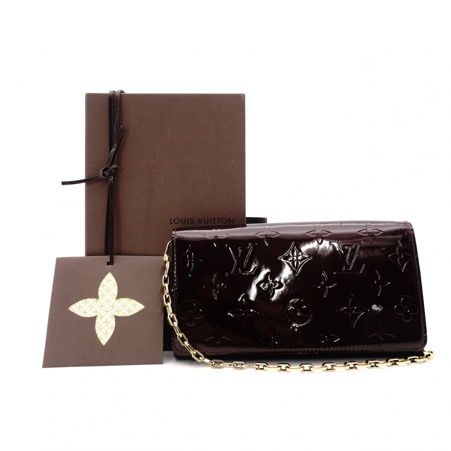 Louis Vuitton Portefeuille Sarah Chain Verni Wallet Chain Amarante